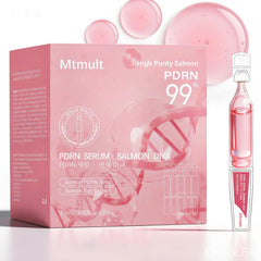 Mtmult Salmon DNA Serum bottle close-up with nourishing PDRN formula.