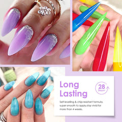 MTSSII jelly gel polish color swatches show translucent nude, pink, purple, and blue tones for mix-and-match looks.