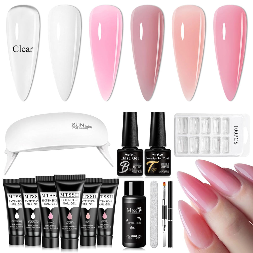 MTSSII poly nail gel kit 6 colors for versatile at-home manicures.