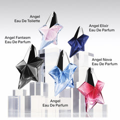 Mugler Angel Nova spray action shot demonstrating long-lasting fragrance release