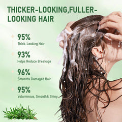 Muoyid rosemary hydrolyzed keratin shampoo after-use hair close-up reveals shine and smoothness