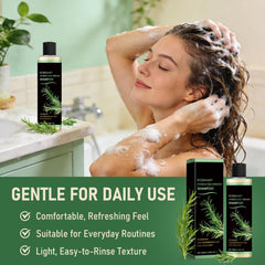 Muoyid rosemary hydrolyzed keratin shampoo texture close-up suggests premium, gentle cleansing