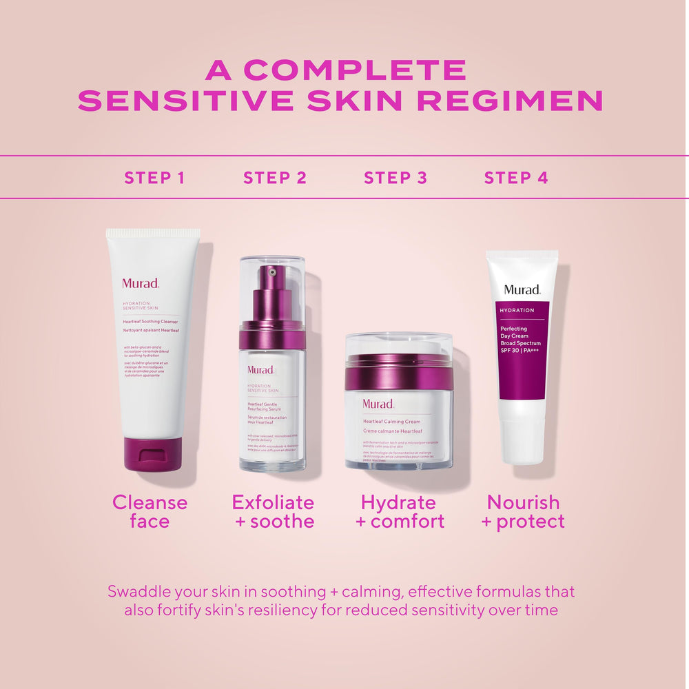 Murad Heartleaf Cleanser being rinsed with water shows easy wash-off.