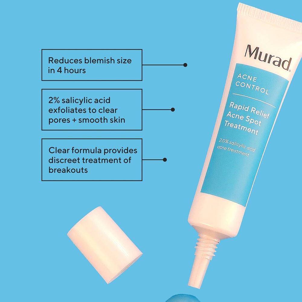 Murad Rapid Relief gel with 2% salicylic acid clears pores.
