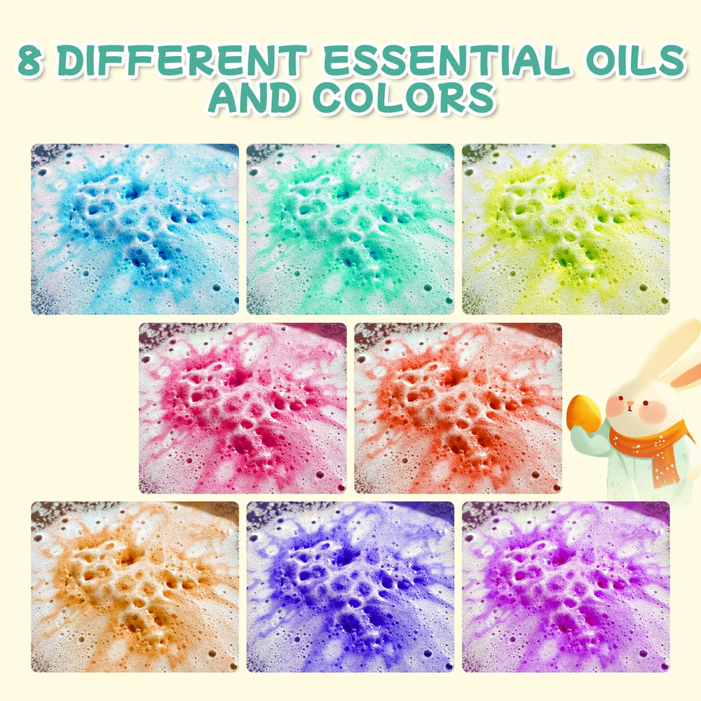 MURAN SHOWER Colorful fizz bath bomb in tub with vibrant colors and aroma.
