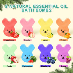 MURAN SHOWER Easter bunny bath bomb creates colorful fizz and bath-time excitement.