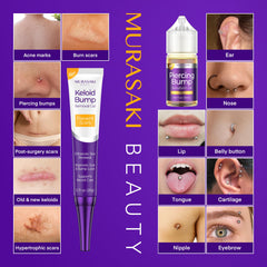 MURASAKI BEAUTY 2-step kit packaging display emphasizing complete piercing care.