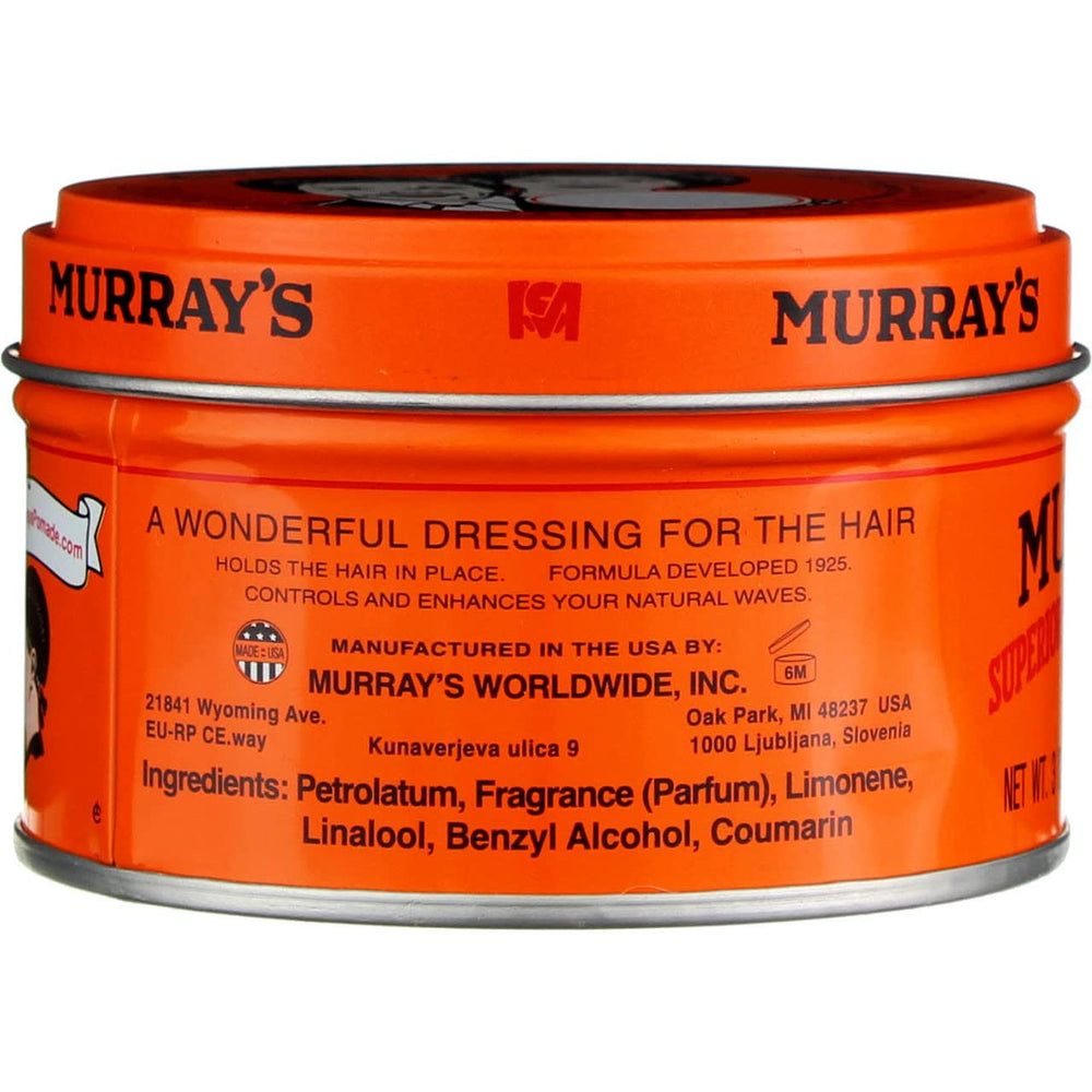 Hands applying Murray's pomade for controlled styling and definition.