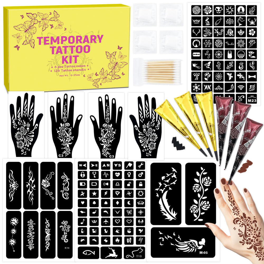 MuseLuxe tattoo templates kit showing 126 designs for easy DIY body art creation.