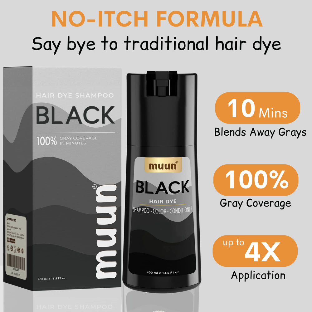 Closeup of Muun shampoo color-coverage effect on gray hair
