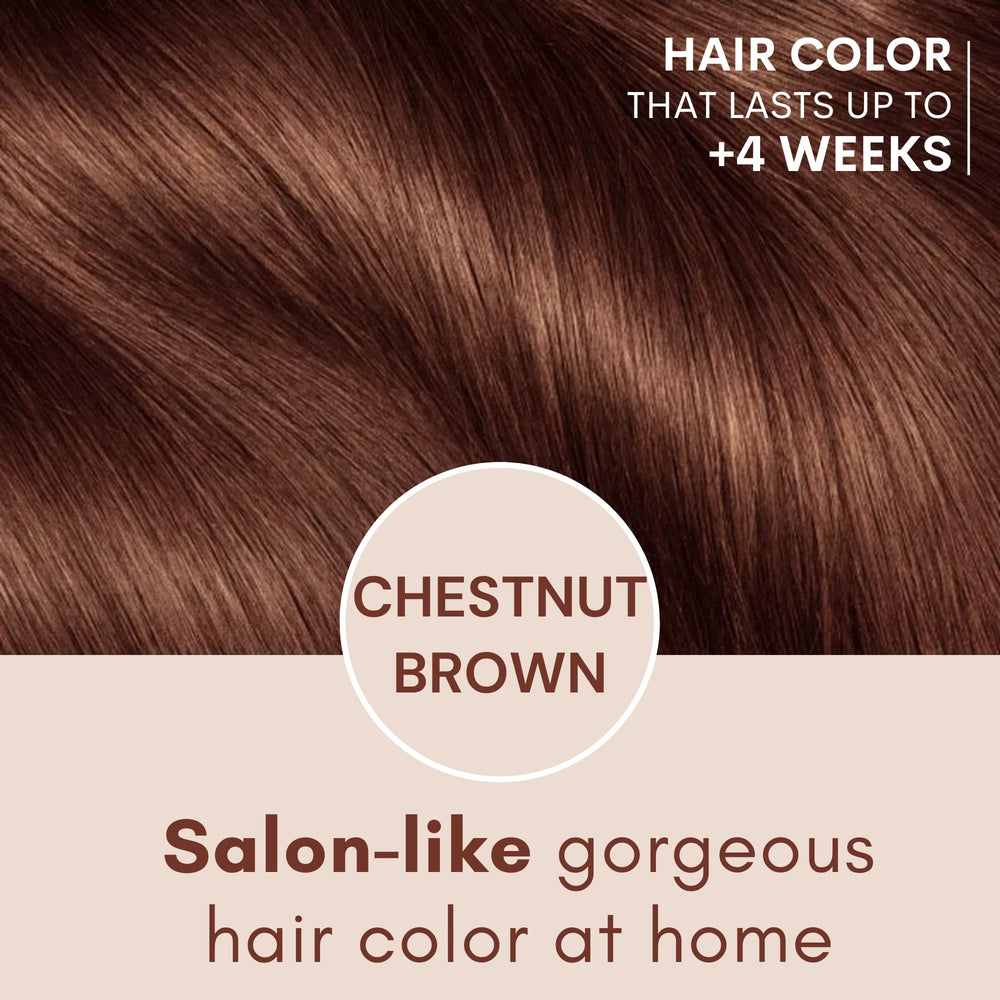 Muun Chestnut Brown Hair Dye Shampoo applying to hair for quick gray coverage