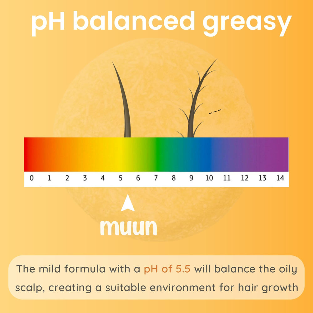 Muun Ginger shampoo bar Pack 3 creamy lather demonstrated on hair.