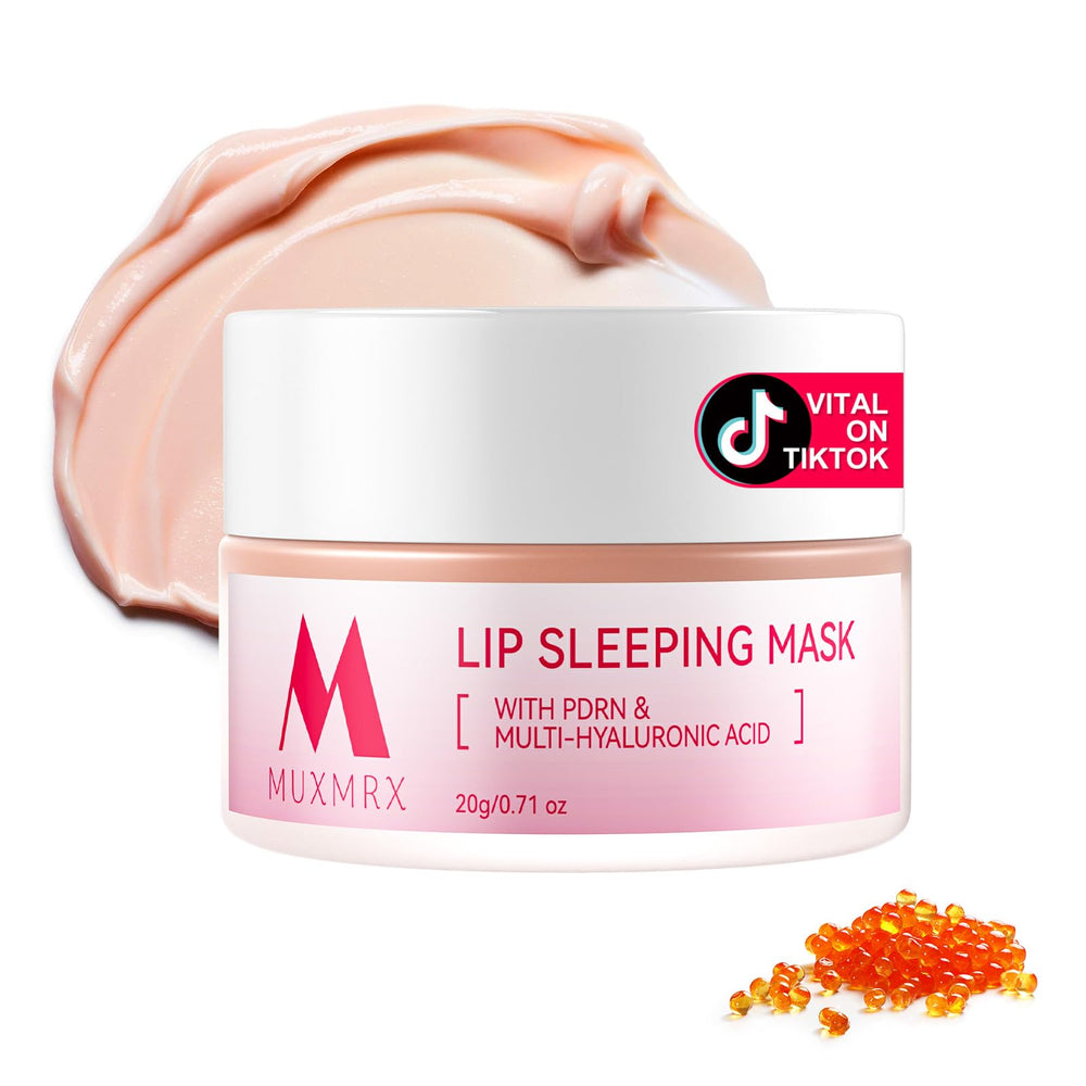 Muxmrx PDRN Lip Sleeping Mask packaging highlights premium ingredients