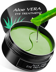 My Alle Care Aloe Eye Mask in use to soothe puffiness and hydrate under-eye skin.