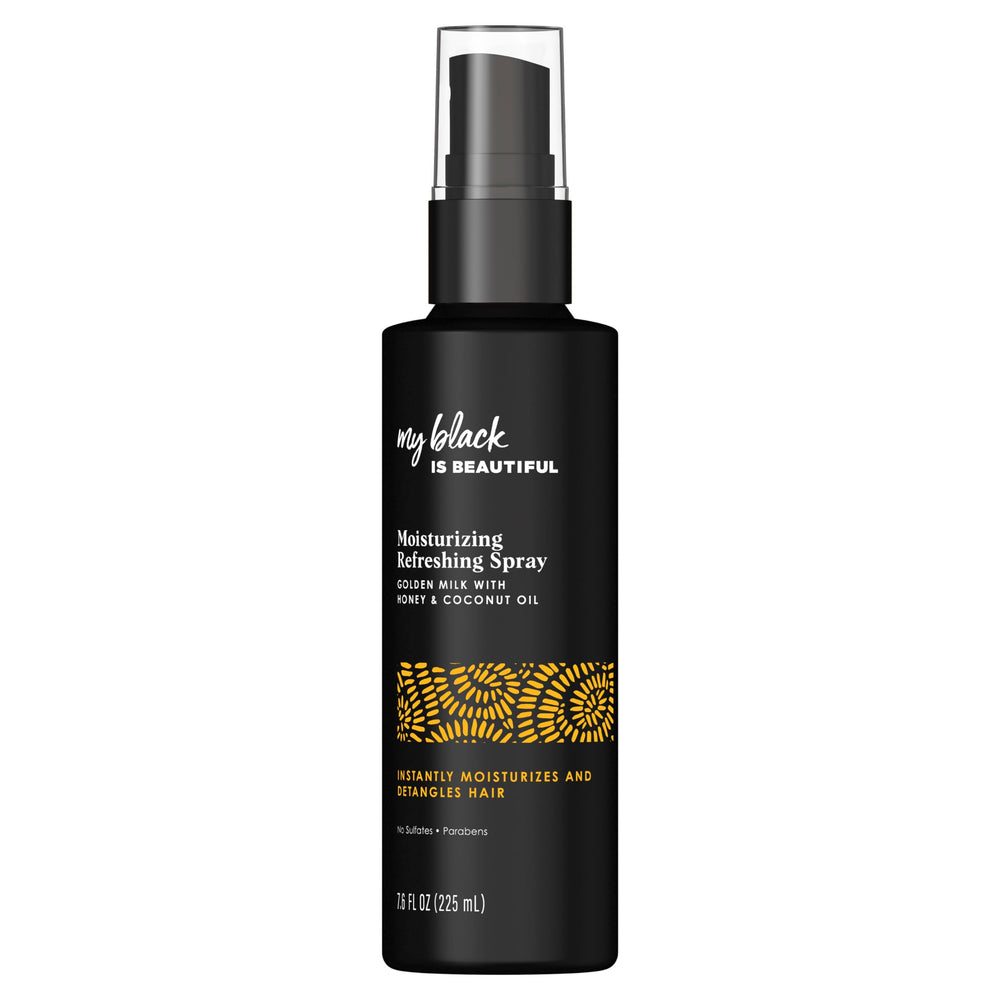 MY BLACK IS BEAUTIFUL Moisture Luxe Detangling Spray bottle aids effortless detangling and added shine