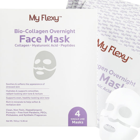 My Flexy Bio Collagen Overnight Mask pack with four hydrating sheets