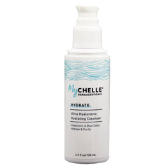 MyCHELLE Ultra Hyaluronic Hydrating Cleanser bottle for gentle daily hydration.