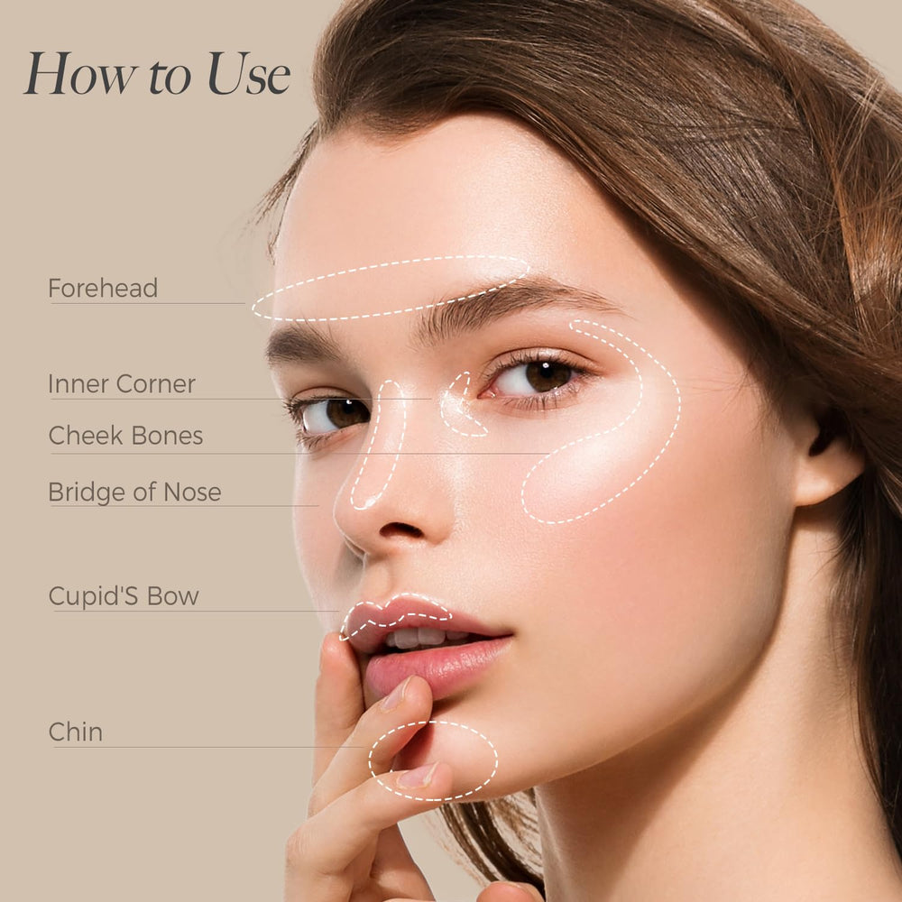 MYMERRY Champagne Rose Gold Highlighter Stick enhances body glow on shoulders and décolletage.