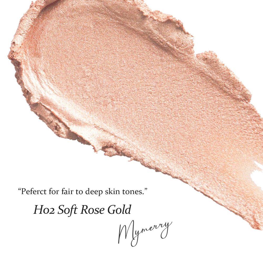 MYMERRY Dewy Highlighter Stick adds temple glow for lifted appearance.