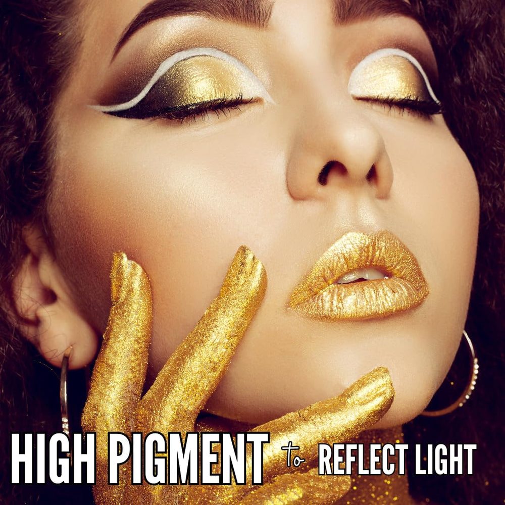 Mynena Golden Face Highlighter applied on cheekbone for subtle glow.