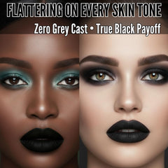Mynena Matte Lipstick Black night-out scene showcases bold color lasting through events.