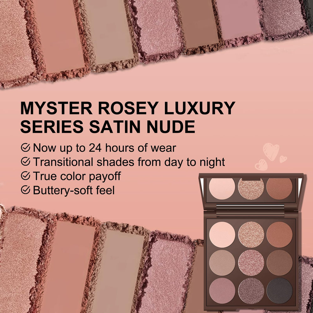 MYSTER ROSEY palette swatches display rich matte browns and taupes