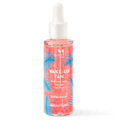 Mystic Tan Wake Up Tan serum bottle on a clean surface, overnight glow ready.