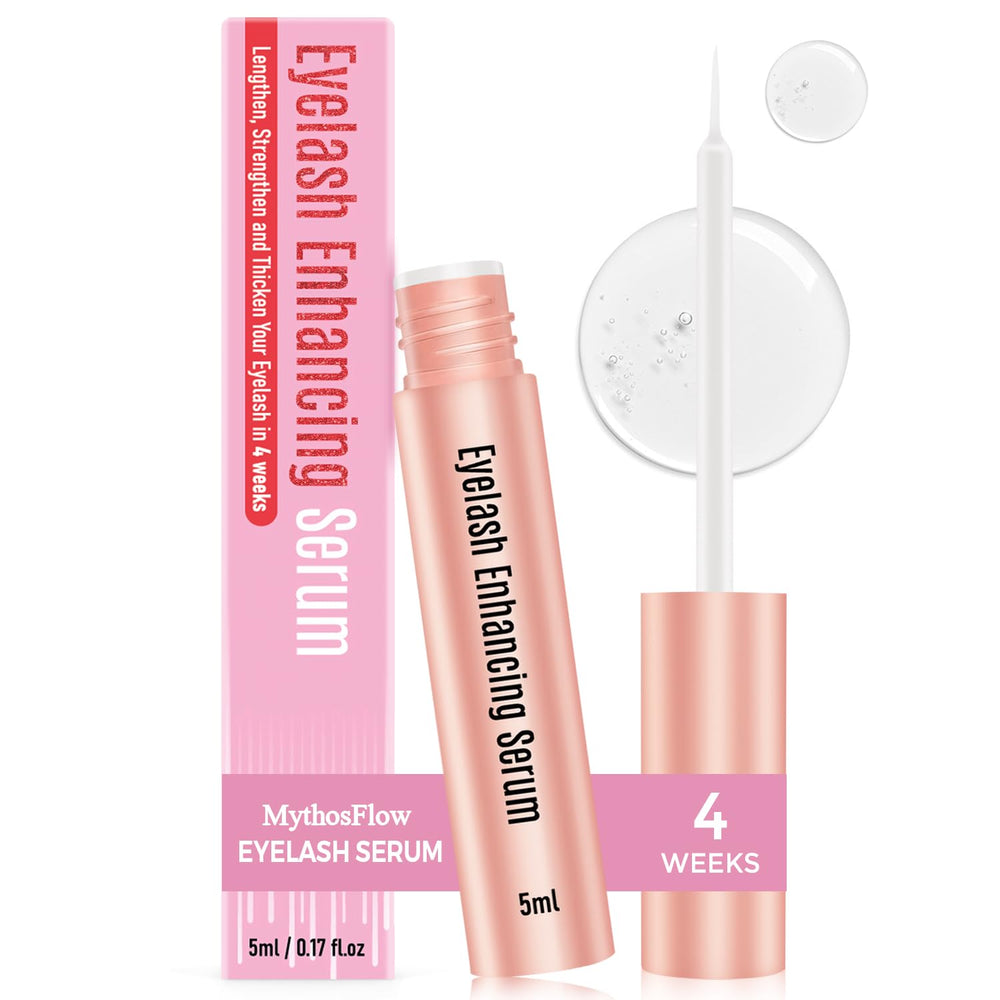 MythosFlow lash serum bottle with fragrance free formula for daily lash care.