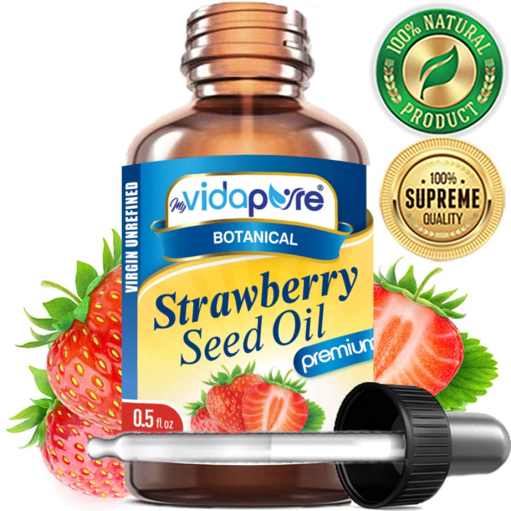 MYVIDAPURE Strawberry Seed Oil ingredient panel conveys omega-rich conditioning benefits