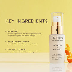 MZ SKIN Brighten packaging box emphasizing premium skincare care