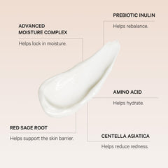 MZ SKIN Calming Moisturizer pump dispensing with fragrance-free formula