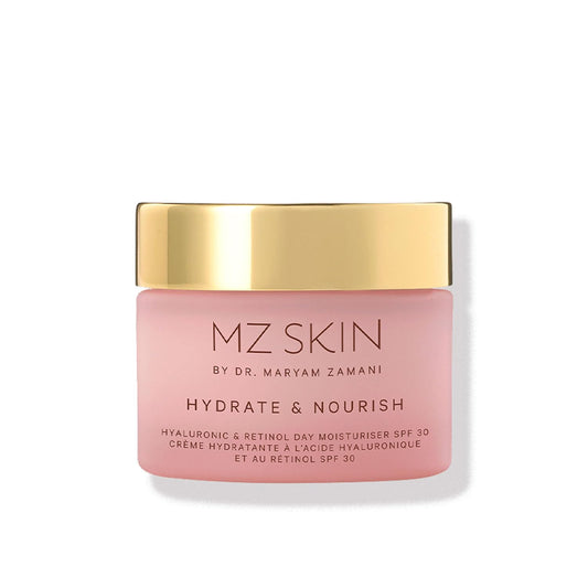 MZ SKIN Hydrate and Nourish Retinol Day Moisturizer bottle shown for daily protection
