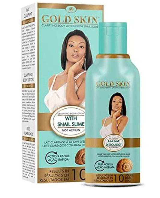 NA Gold Skin Clarifying Body Lotion bottle showing long-lasting hydration and soft skin
