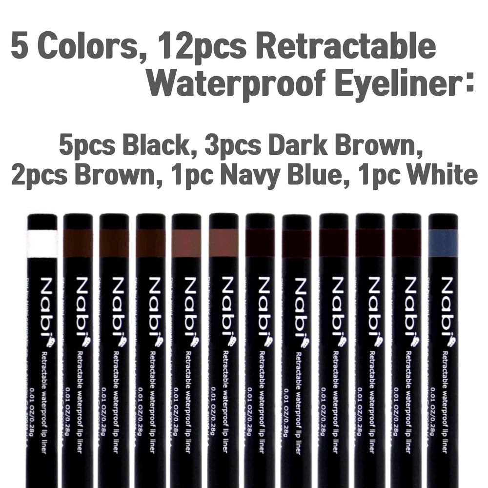 Nabi retractable eye liner in dark brown for a natural look and precision.