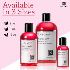Nabila K Rose Garden Bubble Bath ingredients list close-up.
