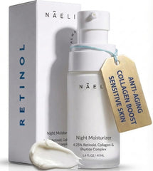 NAELI Retinoid Cream bottle image for nightly routine promoting smoother skin