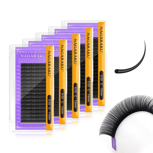 NAGARAKU 5-tray lash set for professional extensions with natural blend