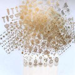 NAIL ANGEL gold flower designs for DIY manicure with shiny finish