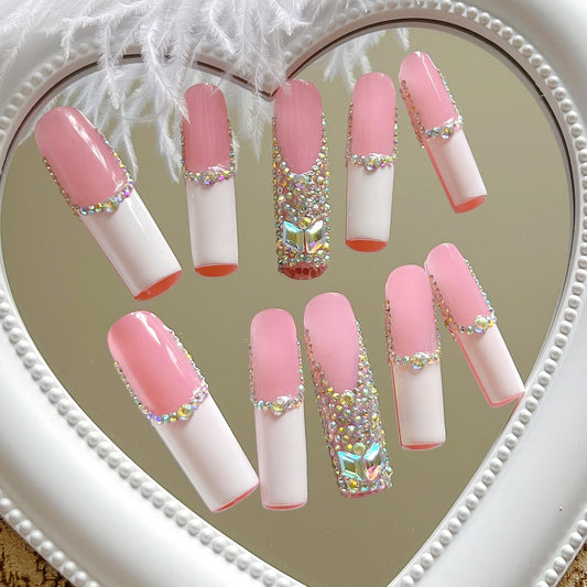 NAIL ANGEL ZJ-01 glitter rhinestone detail for dazzling party-ready nails