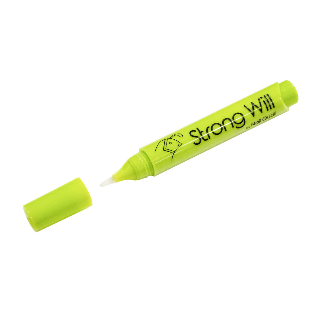 Nail Quail Strong Will click-pen cap for easy one-handed use.