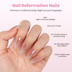 Nail Reformation rose gold UV finish nails for lasting shine and chip-free wear.