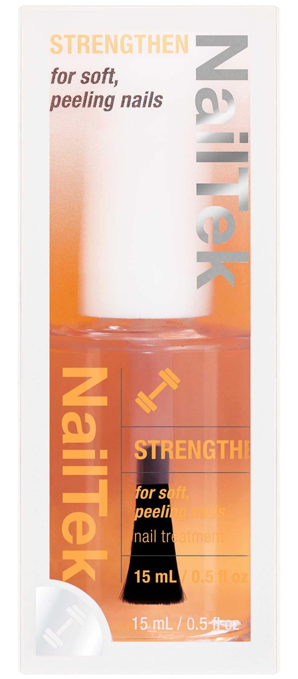 Nail Tek Formula 2 brush-application shows precise, even coverage for at-home nails.