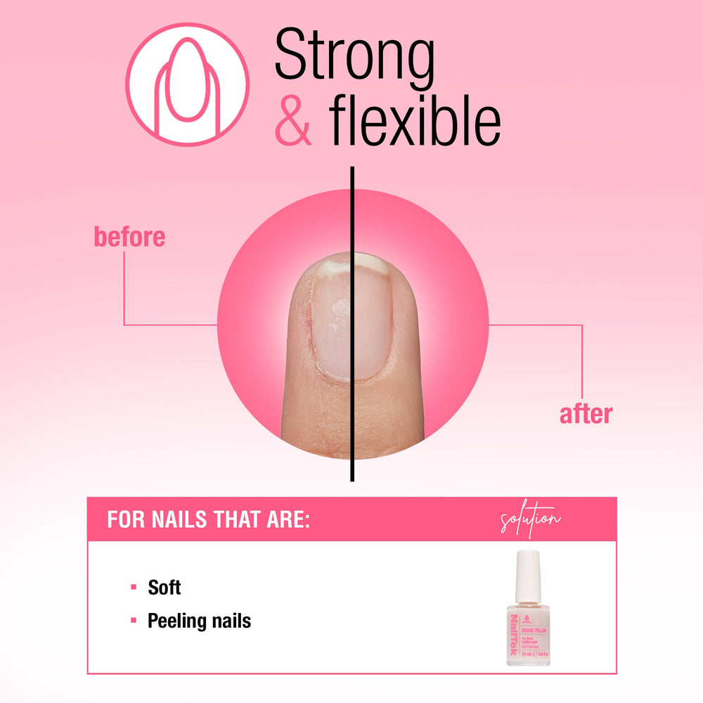 Nail Tek Ridge Filler 3 applied on a nail with improved surface smoothness
