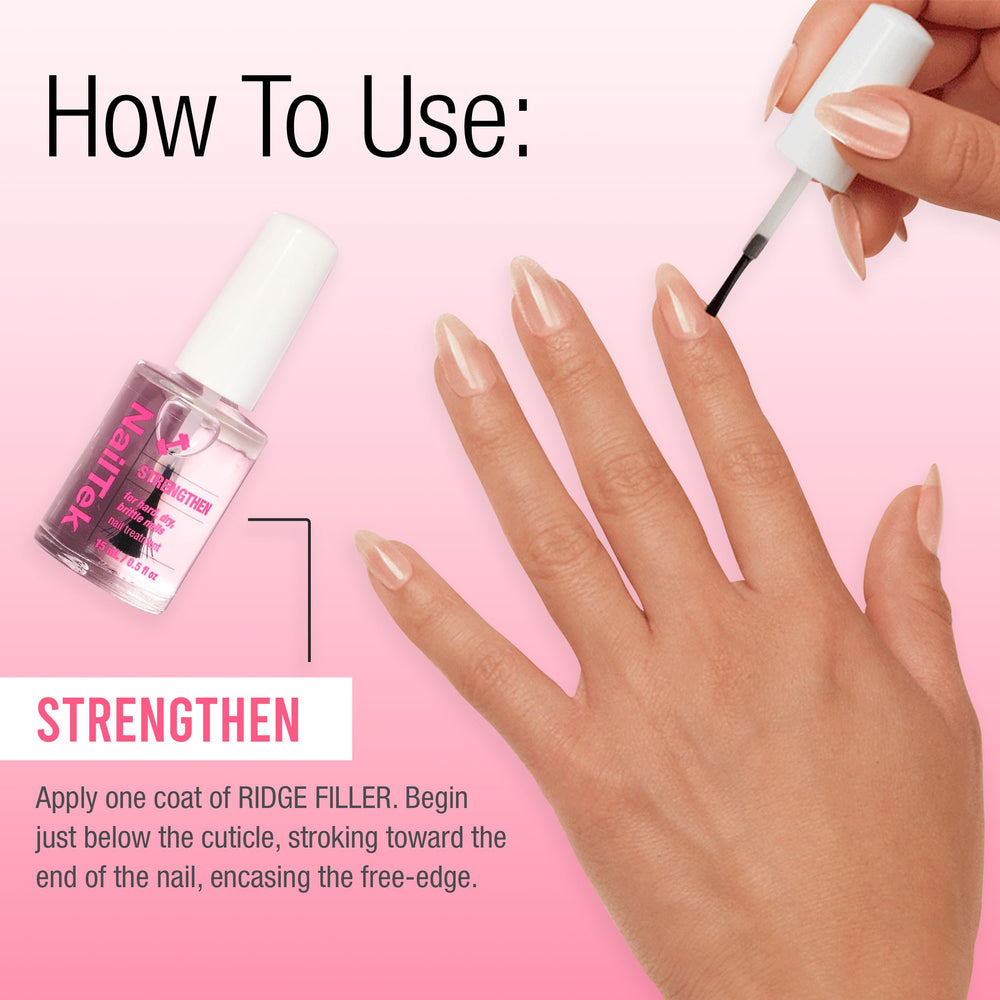 Nail Tek Ridge Filler 3 hydration formula helping nails stay flexible