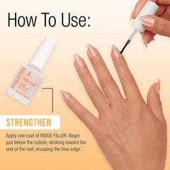Nail Tek Ridge Filler Formula 2 glossy finish on bare nails.