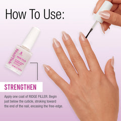 Nail Tek Ridge Filler 4 sheer finish provides natural-looking nails.