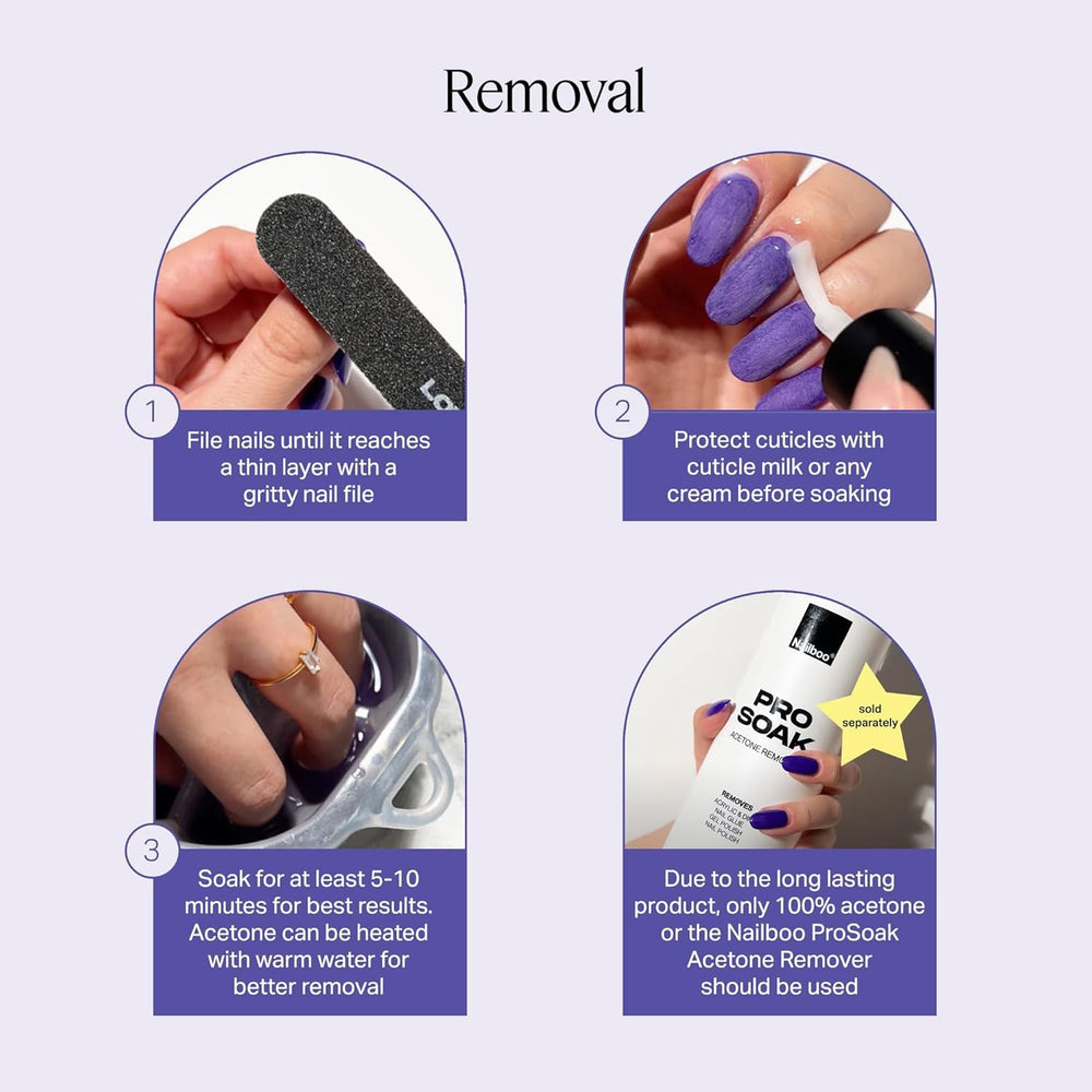 Nailboo Pro Tools and Acetone Remover for easy removal.