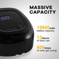 NailFace 15600mAh battery powers long cordless sessions on the go.