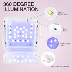NailFace auto sensor lights up on hand insertion for seamless use.