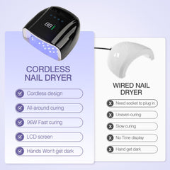 Cordless NailFace dryer with compact, travel-friendly design.